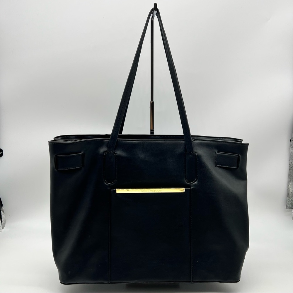 Steve Madden Black Tote Bag with Gold Accent